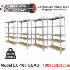 HERRSCHAFT EC-183 QUAD 180x360x30 cm metalna montažna polica