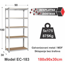 HERRSCHAFT EC-183 180x90x30 cm metalna montažna polica