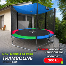 STRONGLINE Trambolina  305cm model 2026 - sa merdevinama, besplatnim suncobranom , 200kg nosivost - multikolor