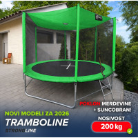 STRONGLINE Trambolina  305cm model 2026 - sa merdevinama, besplatnim suncobranom , 200kg nosivost - zelena