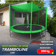 STRONGLINE Trambolina  244cm model 2026 - sa merdevinama, besplatnim suncobranom , 200kg nosivost - zelena