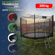 STRONGLINE Trambolina  305cm model 2025 - sa merdevinama, 200kg nosivost - crna