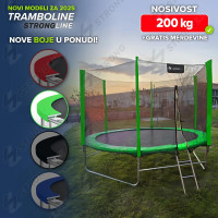STRONGLINE Trambolina  305cm model 2025 - sa merdevinama, 200kg nosivost - zelena