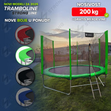 STRONGLINE Trambolina  305cm model 2025 - sa merdevinama, 200kg nosivost - zelena